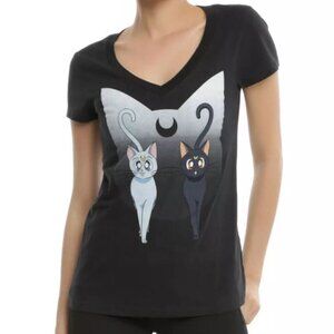 Sailor Moon Artemis & Luna Cat T-shirt Size XL Graphic Manga Whimsigoth Emo